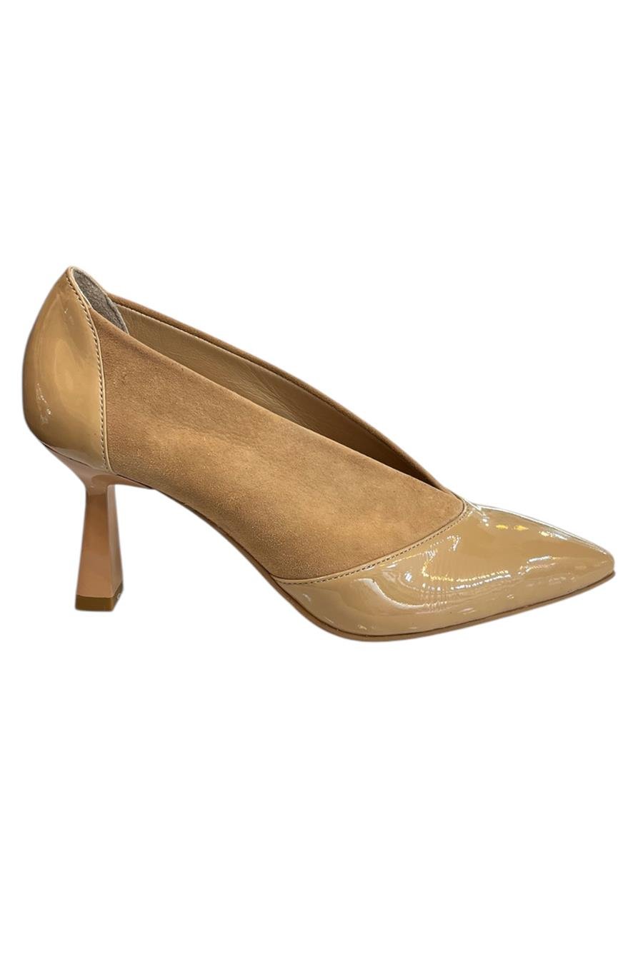 Krem Hakiki Deri Topuklu Ayakkabı