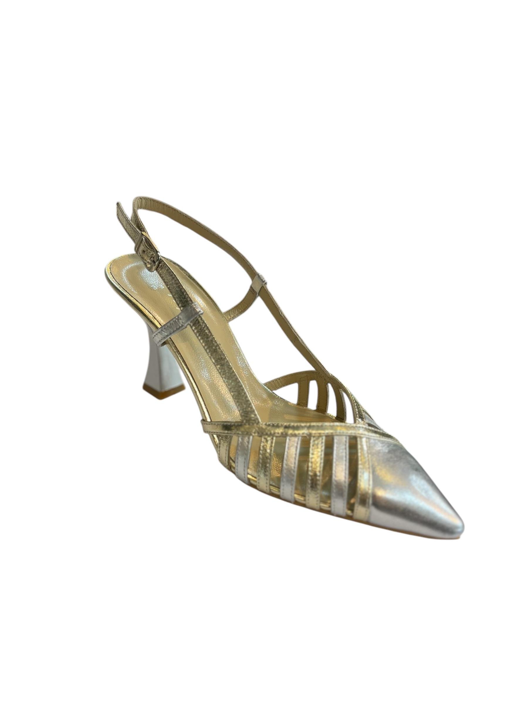 Lame Dore Hakiki Deri Topuklu Ayakkabı