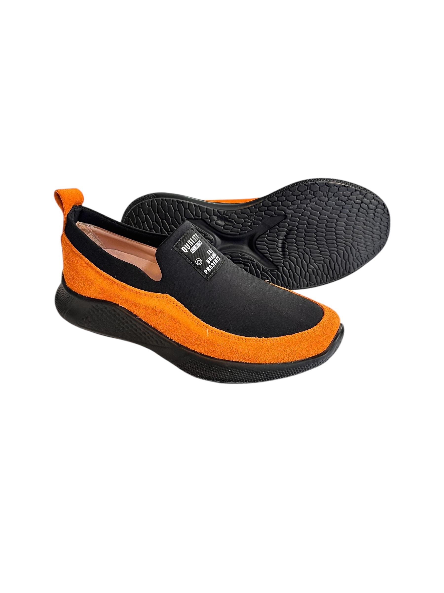 Oranj Süet Hakiki Deri Strech Yüzlü Comfort Sneaker