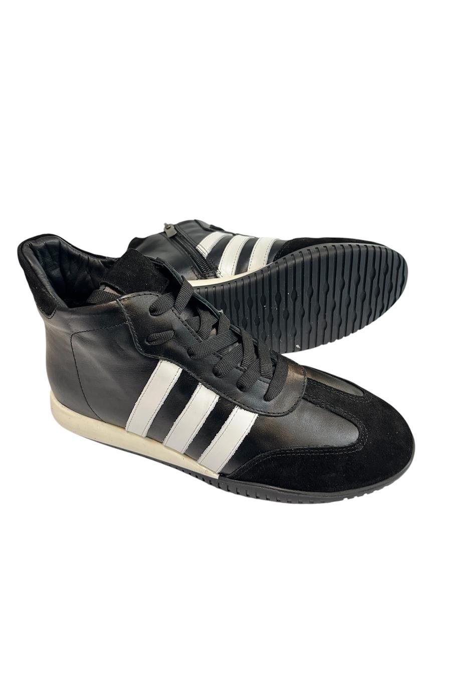 Siyah Hakiki  Deri Comfort Taban Bilek Boy Sneaker