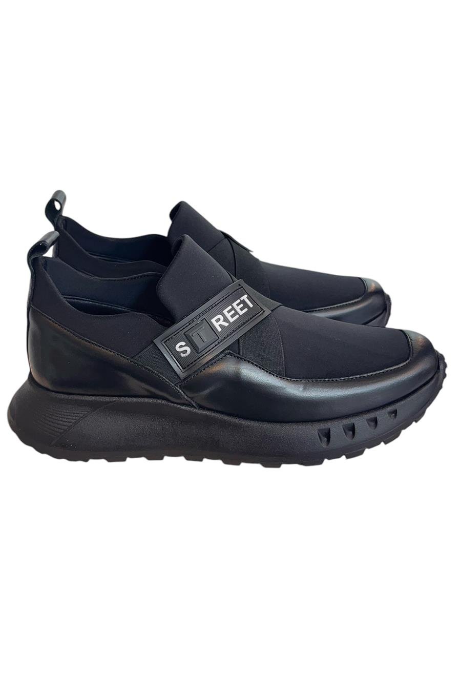 Siyah Hakiki Deri Comfort Taban Sneaker