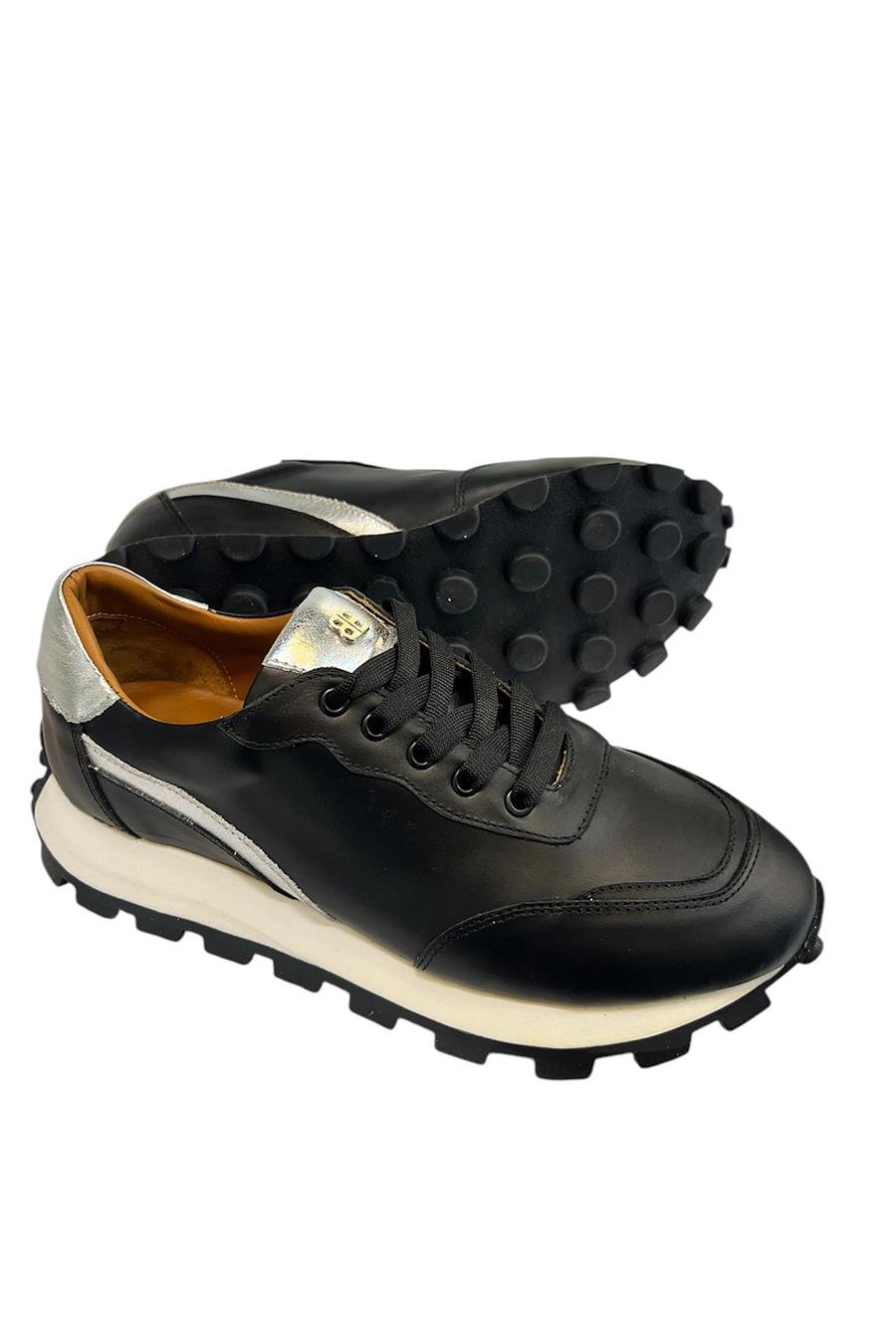 Siyah  Hakiki  Deri Comfort Taban Sneaker