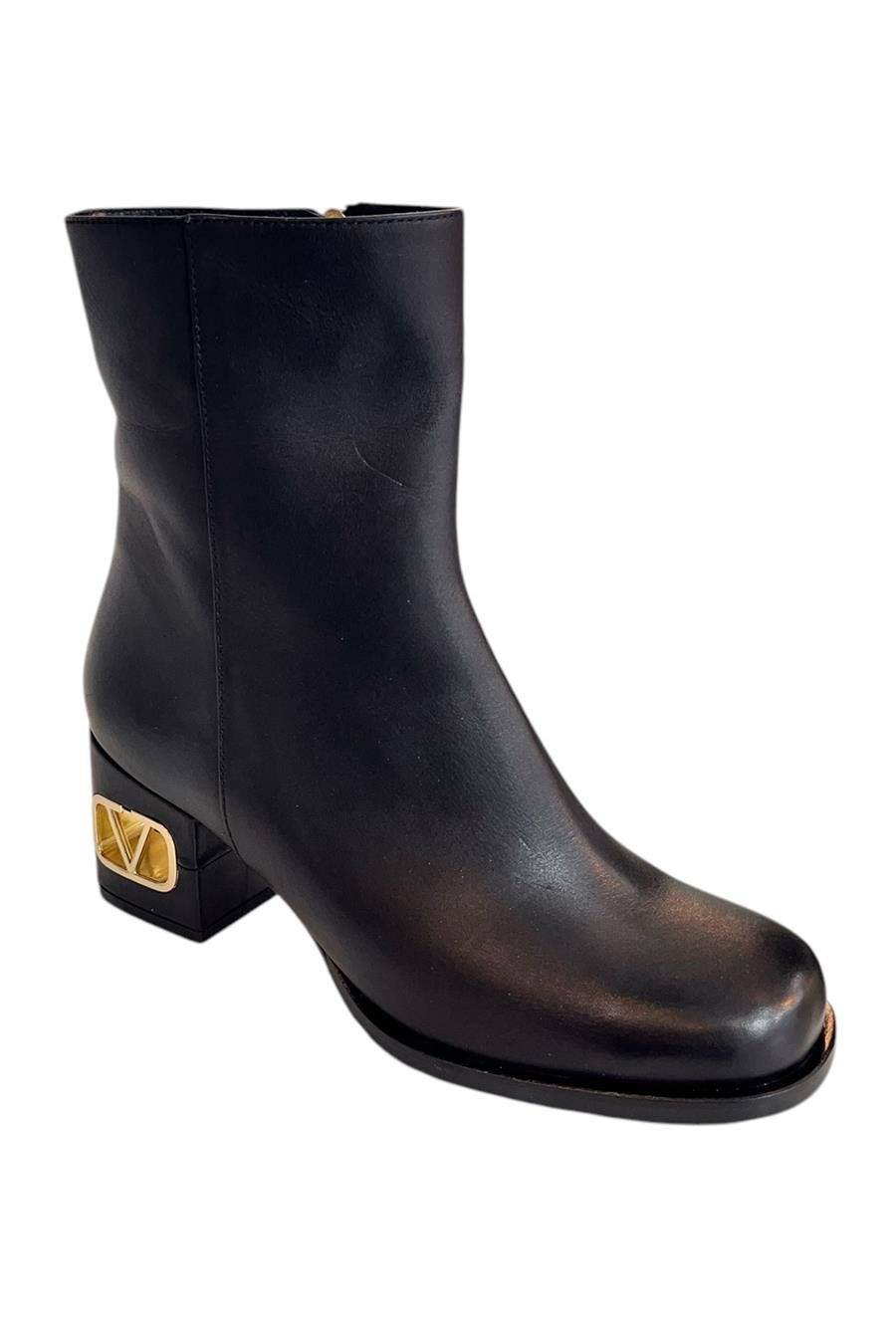 Siyah Hakiki Deri İçi Sıcak Astar Topuklu Bot