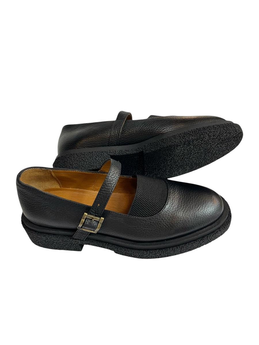 Siyah Hakiki Deri Üst Kısmı Lastikli Babet