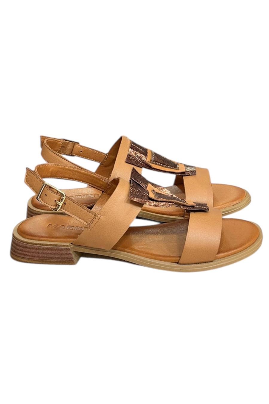 Taba Hakiki Deri Çift Bantlı Yumuşak Taban Comfort Sandalet