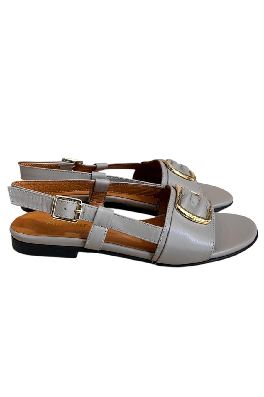 Vizon Hakiki Deri Tek Bant Toka Detay Sandalet