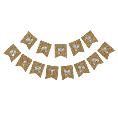 HAPPY BIRTHDAY BANNER YALDIZLI KRAFT GÜMÜŞ