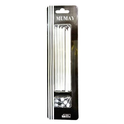 METALİK PASTA MUMU 15 CM 6 LI ALTLIKLI SEDEF
