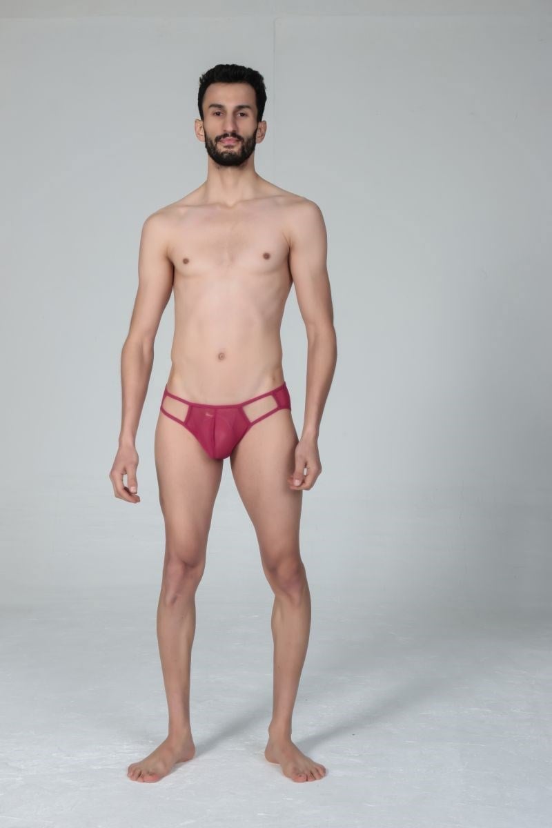 Jeu Jeu Sheer Cut Slip – Transparan Yan Kesitli Modern Erkek Slip Fuşya