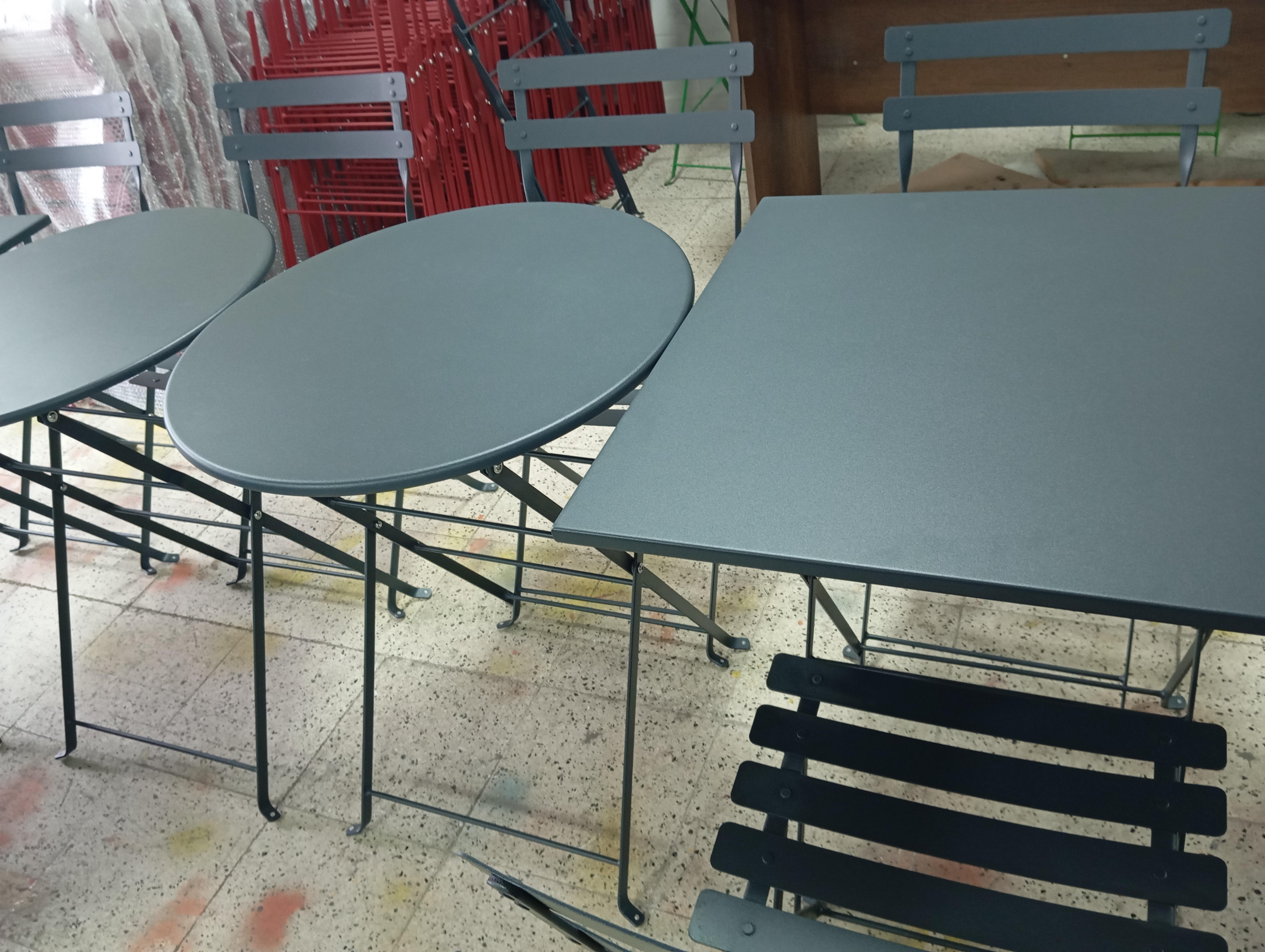 Bistro Katlanır Metal Masa Sandalye Seti: KARE Antrasit Gri RAL7016