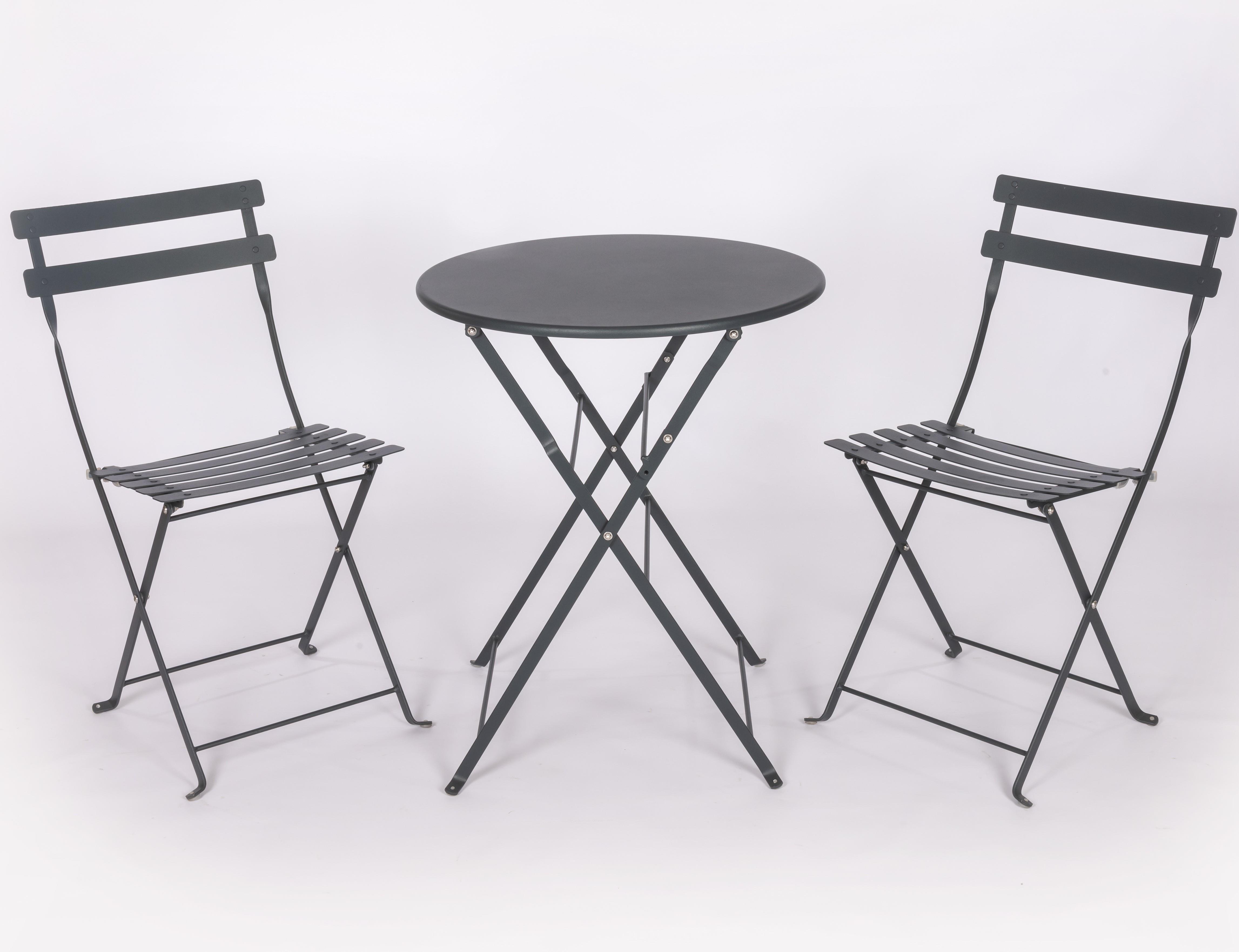 Bistro Katlanır Metal Masa Sandalye Seti: YUVARLAK Antrasit Gri RAL7016