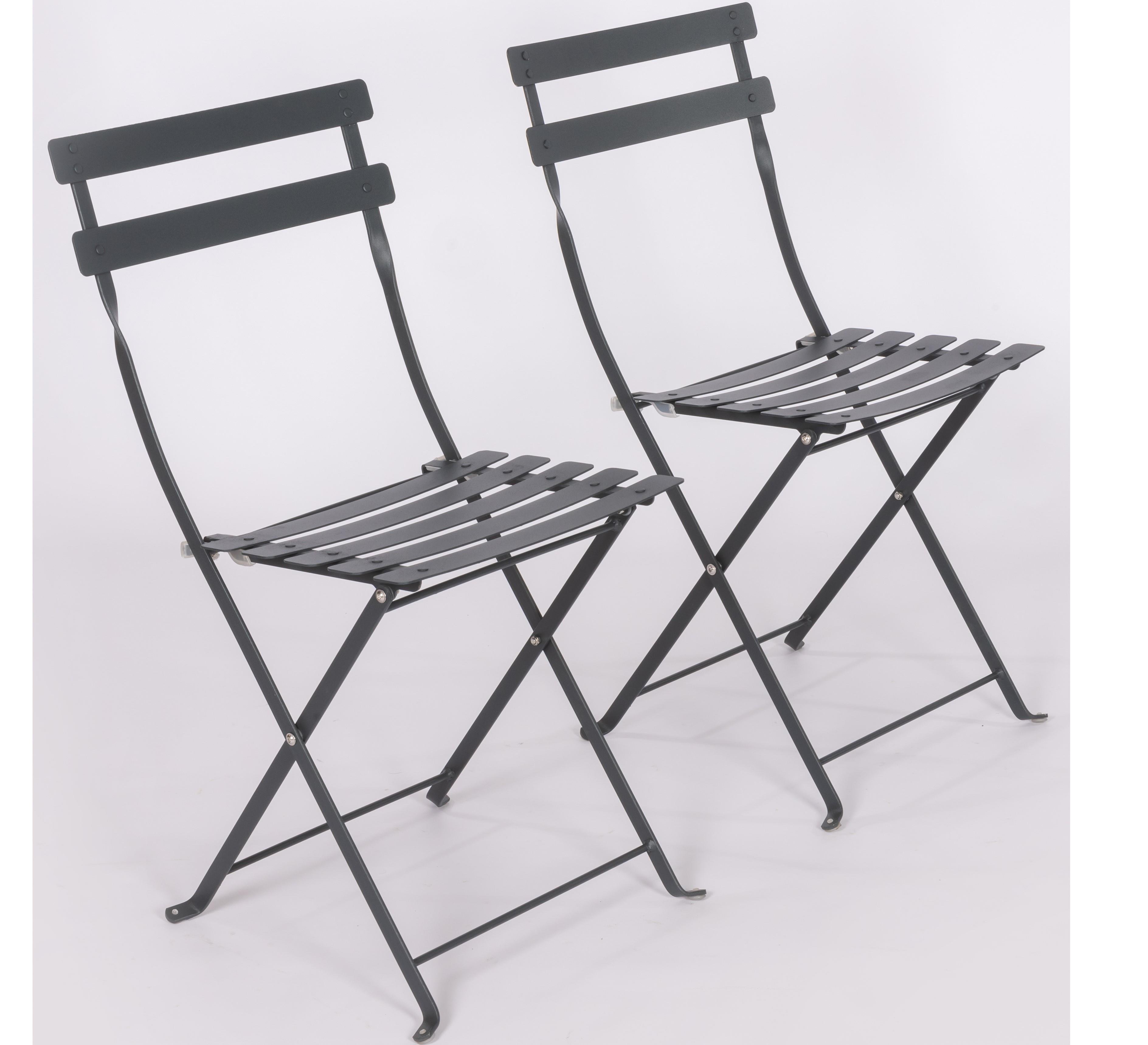 Bistro Katlanır Metal Masa Sandalye Seti: KARE Antrasit Gri RAL7016