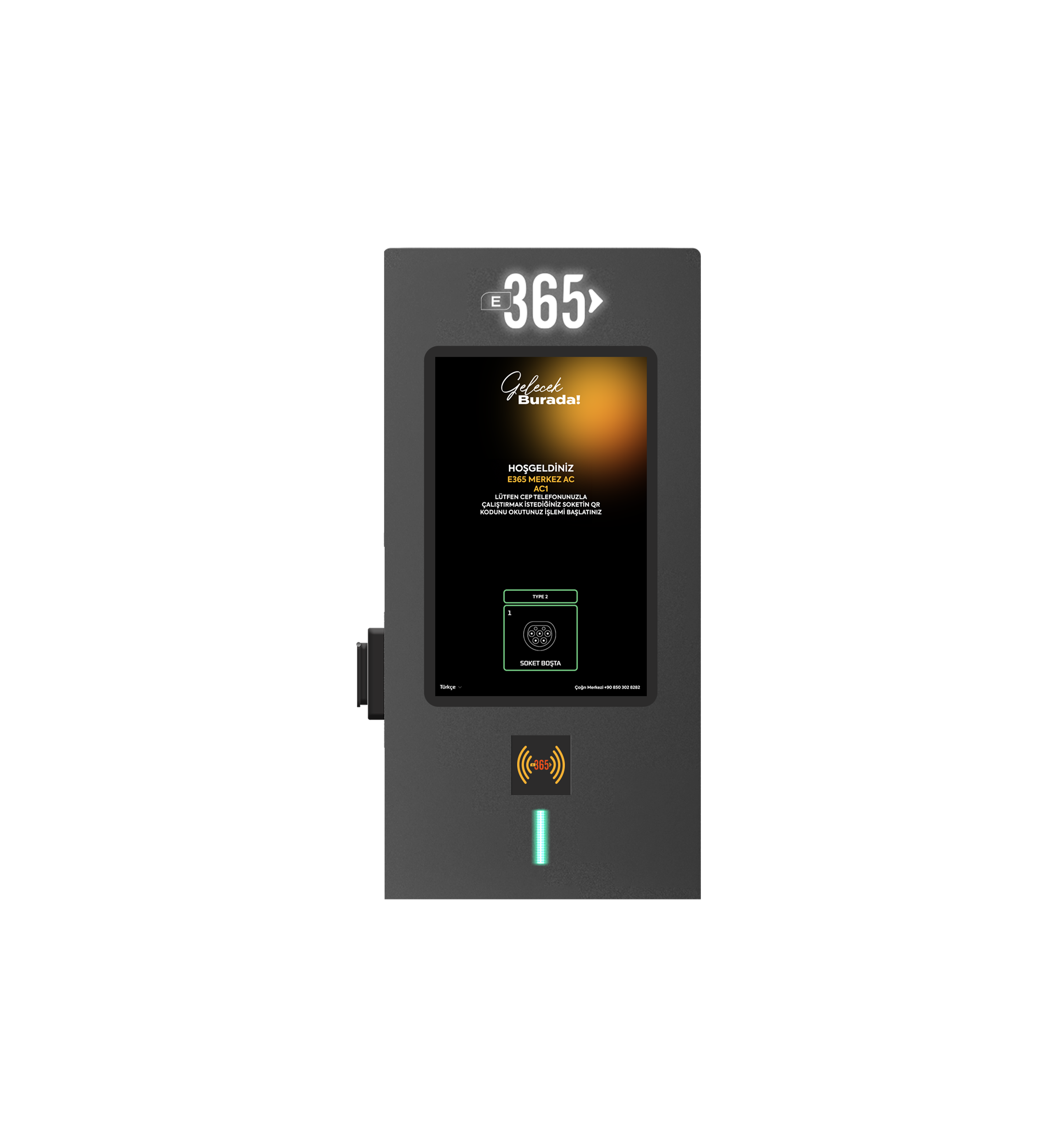 E 365 AC Duvar Tip 10 İnç Ekranlı MID Sayaçlı Tek Soketli RFID 22kW Şarj İstasyonu (Bireysel ve Ticari Kullanıcı)