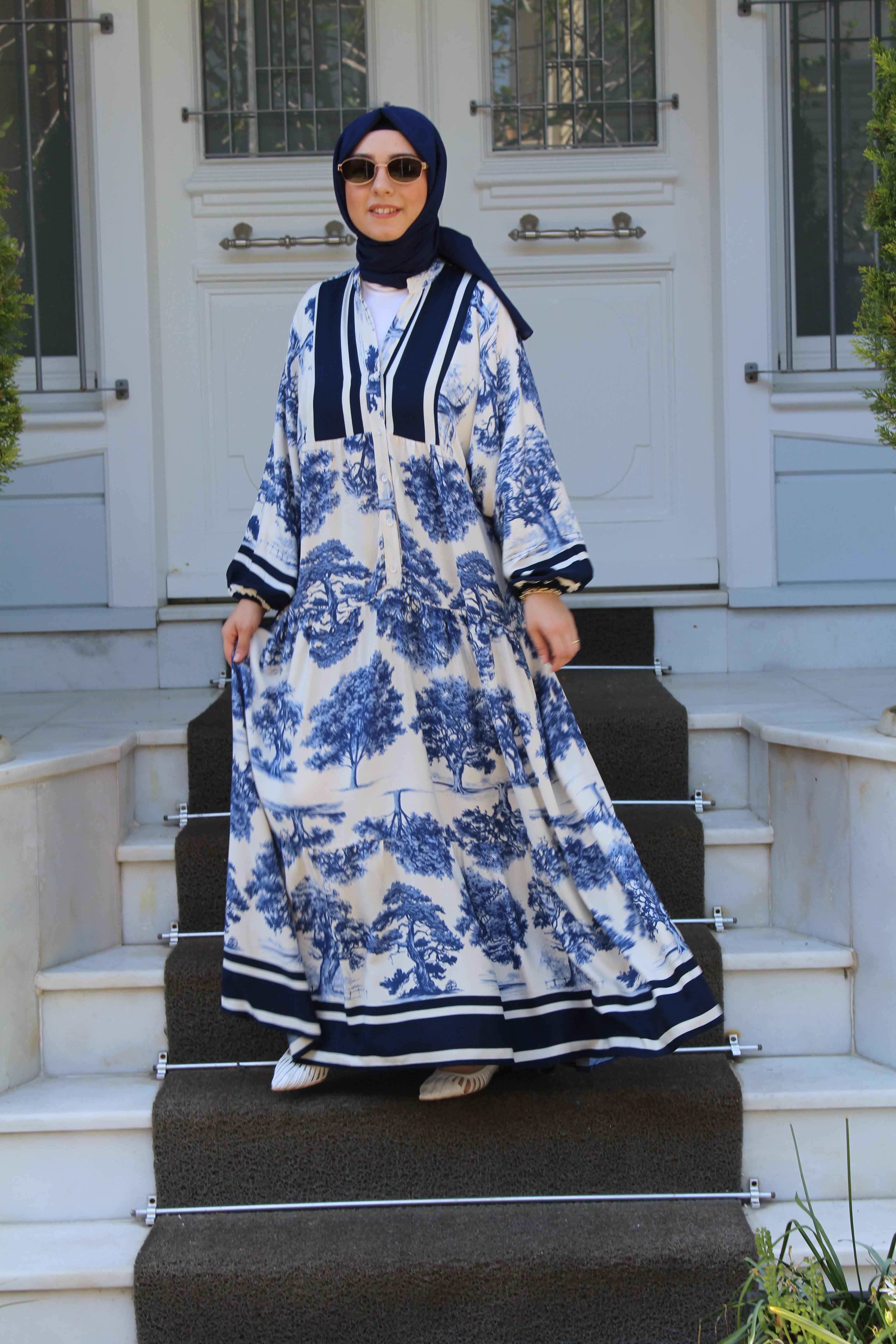 ELBİSEKatyela Desenli Viscon Elbise