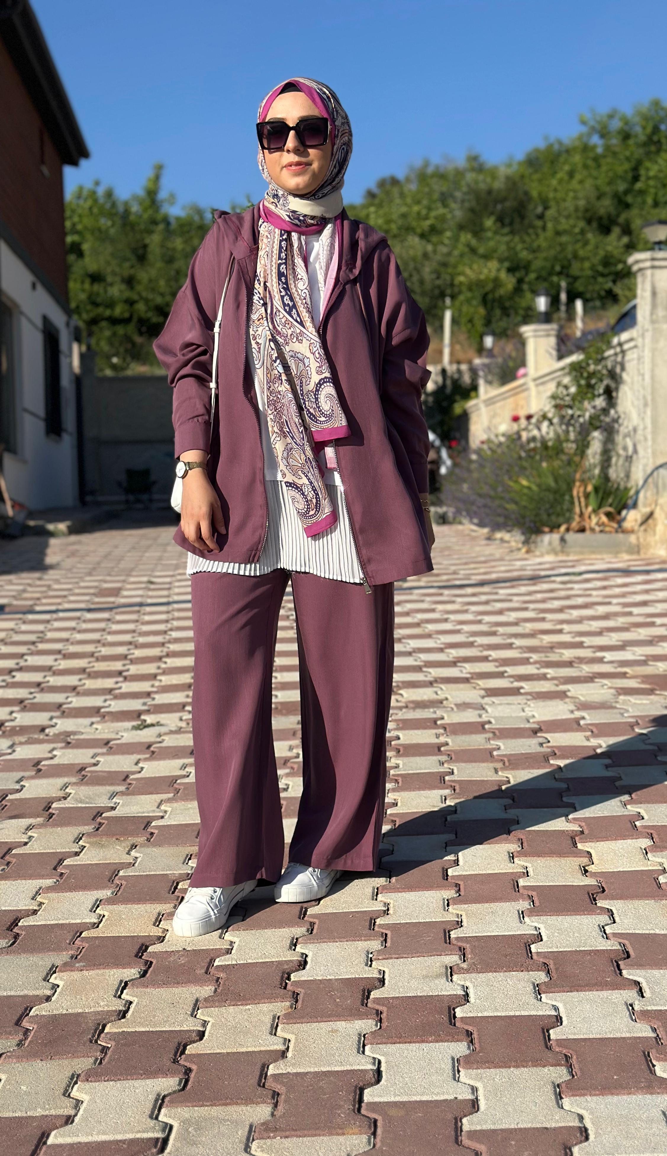 TAKIMFermuarlu Tensel Mürdüm Takım