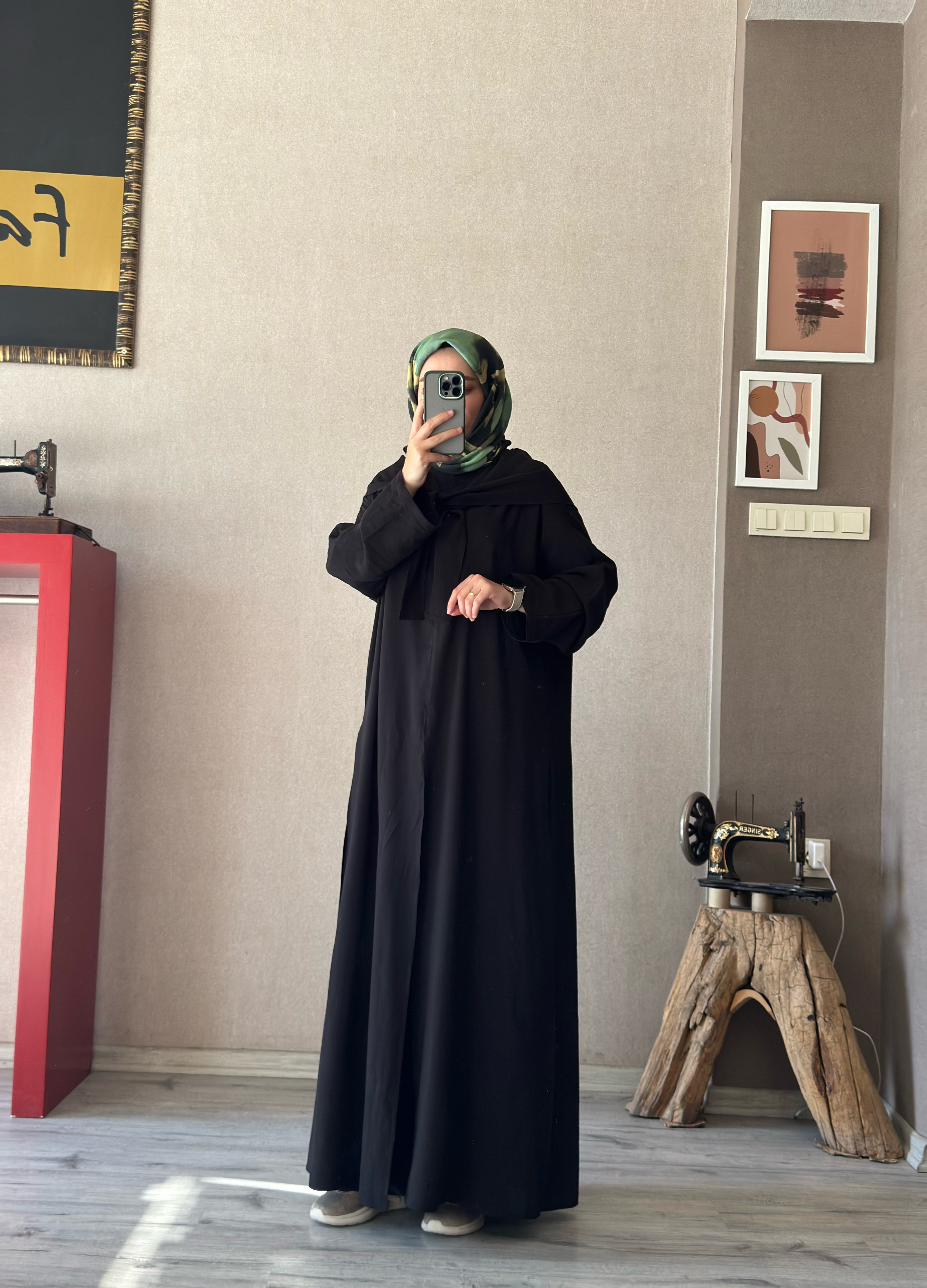 Siyah üçlü şal detaylı takım - 1136