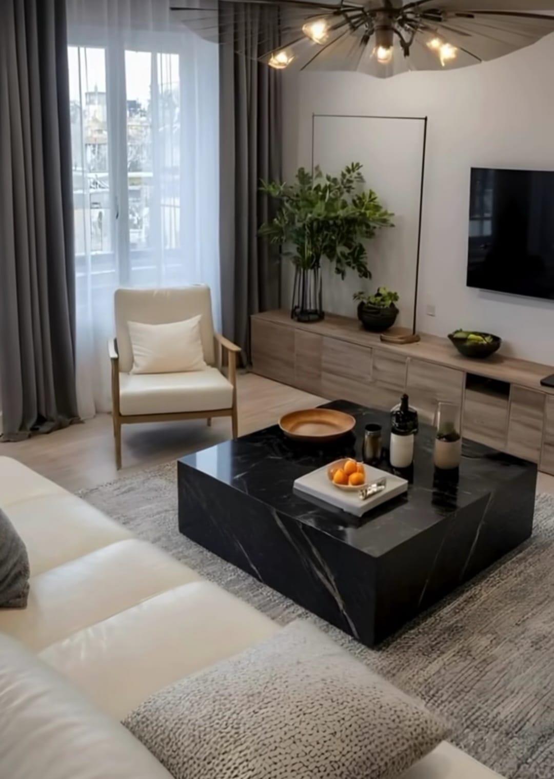 Siyah Mermer Küp Sehpa - Coffee Table