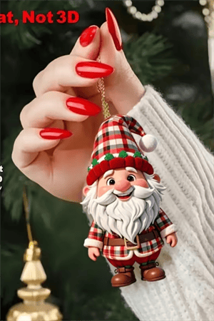 10'lu Ahşap Noel Cüce Süs Seti | 2D Düz Baskı Renkli Asma Dekorları / Ev & Parti & Hediye Etiketi