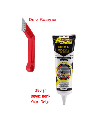 Faynas Beyaz Derz Yenileme Seti – 380 gr Derz Dolgu + Derz Kazıyıcı | Fayans & Seramik Derz Temizleme ve Onarım (2'li Set)