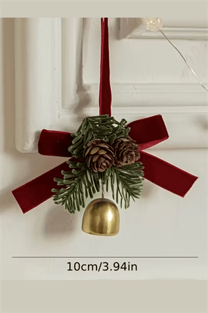 Şık Plastik Noel Ağacı Süsü | Kırmızı & Beyaz Çıngıraklı Dekor | Çam Kozalak Şeklinde Üst & Fiyonk Aksanlı Asma Süs | Yılbaşı, Noel ve Yeni Yıl Ağaç Süslemeleri