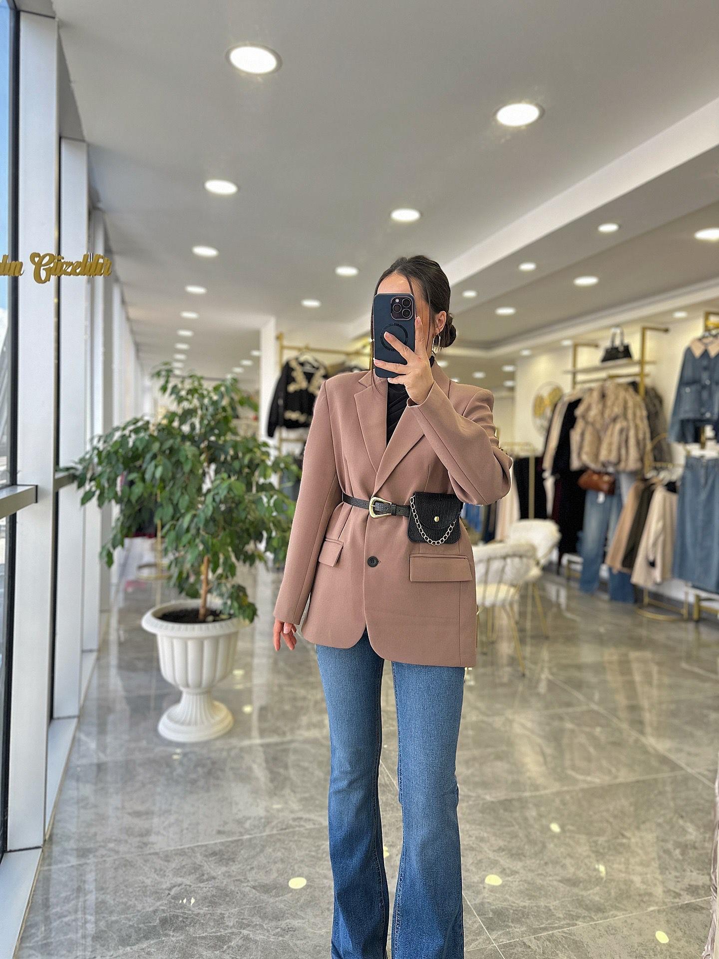 CEKETModa MTKMRCKT700Kemer Detaylı Ceket