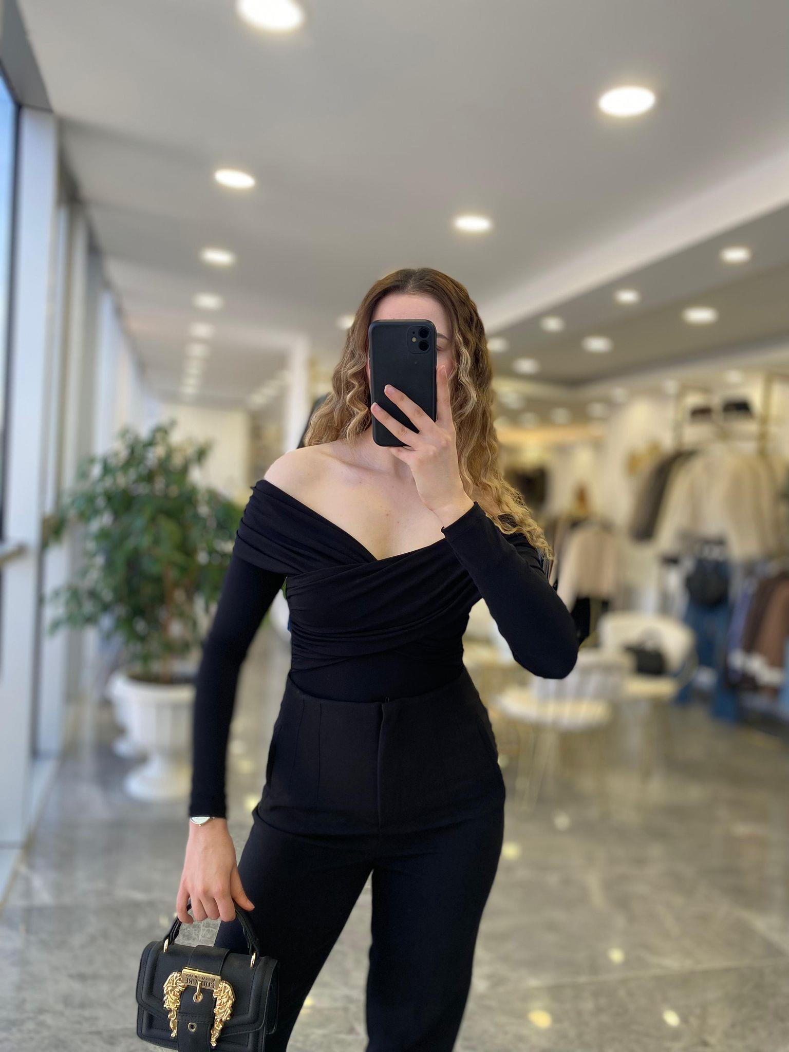BLUZModa MTOMZDKLTBLZSYH1000Omuz Dekolte Bluz Siyah