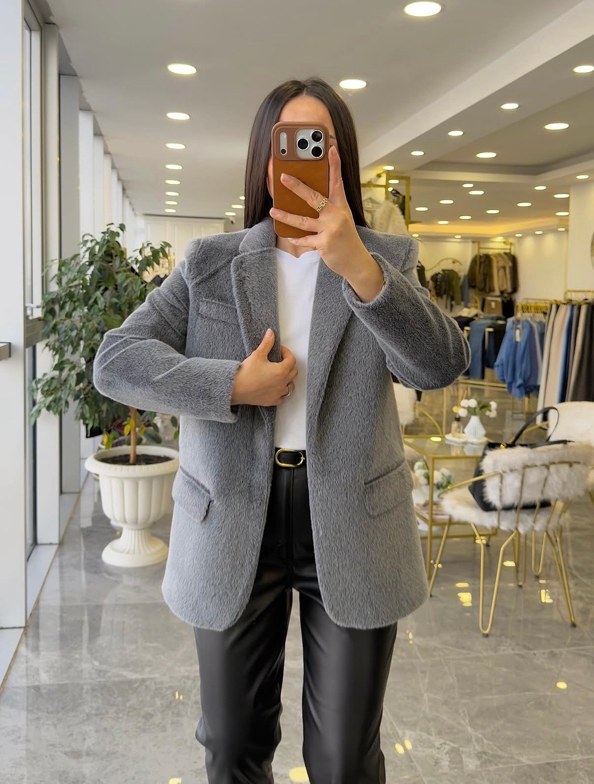 CEKETModa MTPLŞCKTGR2000Peluş Ceket Kemerli 