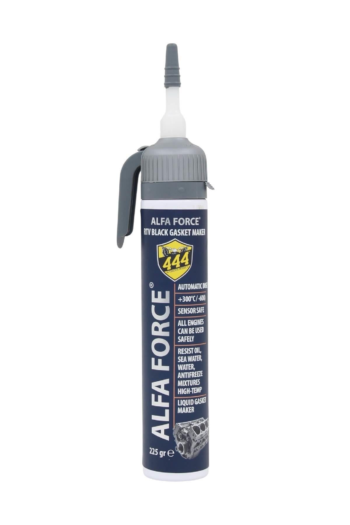 444 Alfa Force RTV Siyah Sıvı Conta 225 gr - Yüksek Isıya Dayanıklı (+300°C) Otomatik Dozajlı Gasket Maker