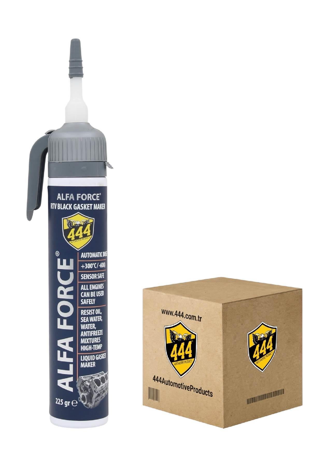 444 Alfa Force RTV Siyah Sıvı Conta 225 gr 12'li - Yüksek Isıya Dayanıklı (+300°C) Otomatik Dozajlı Gasket Maker