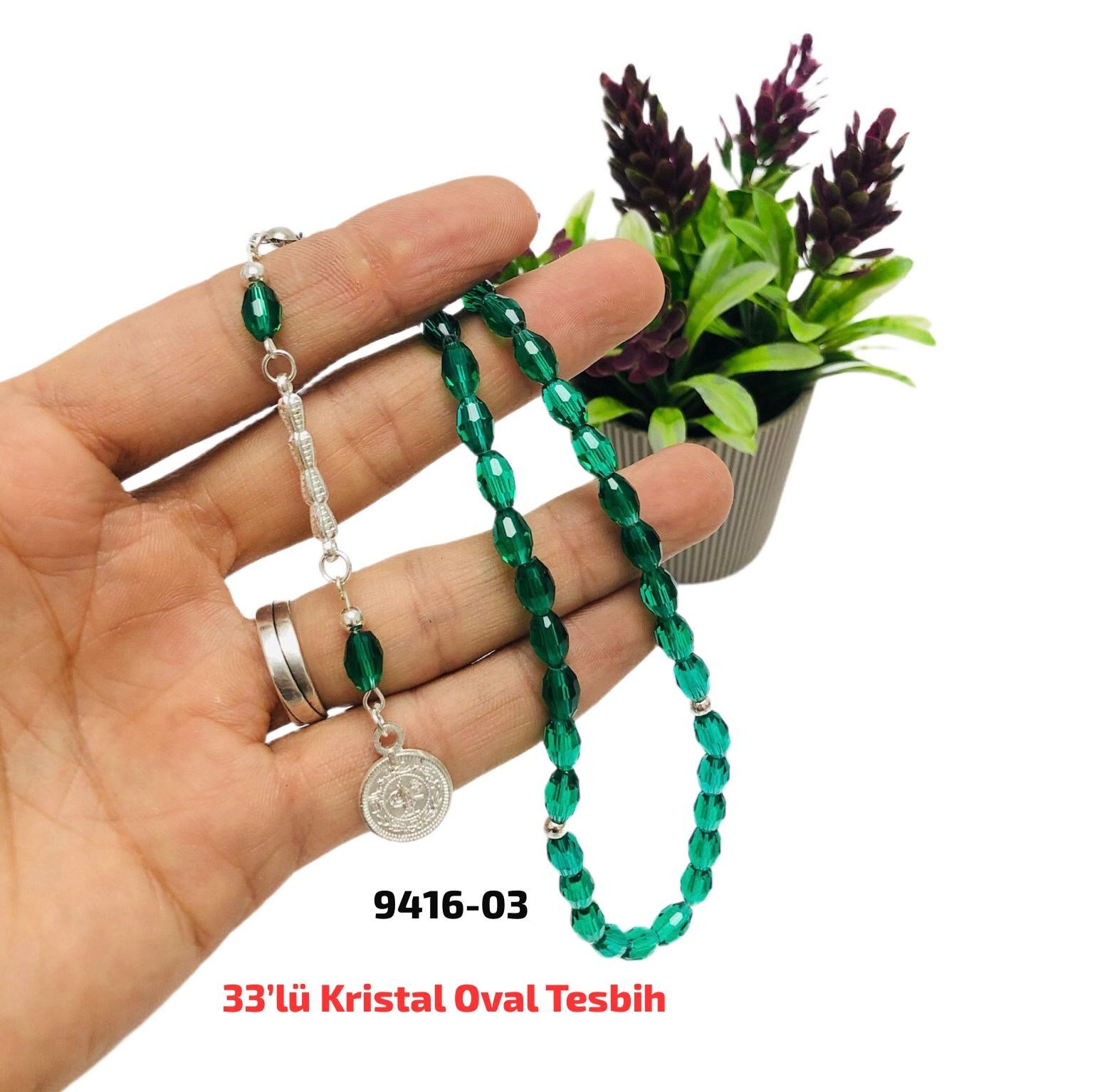 33 lü Kristal Oval Tesbih