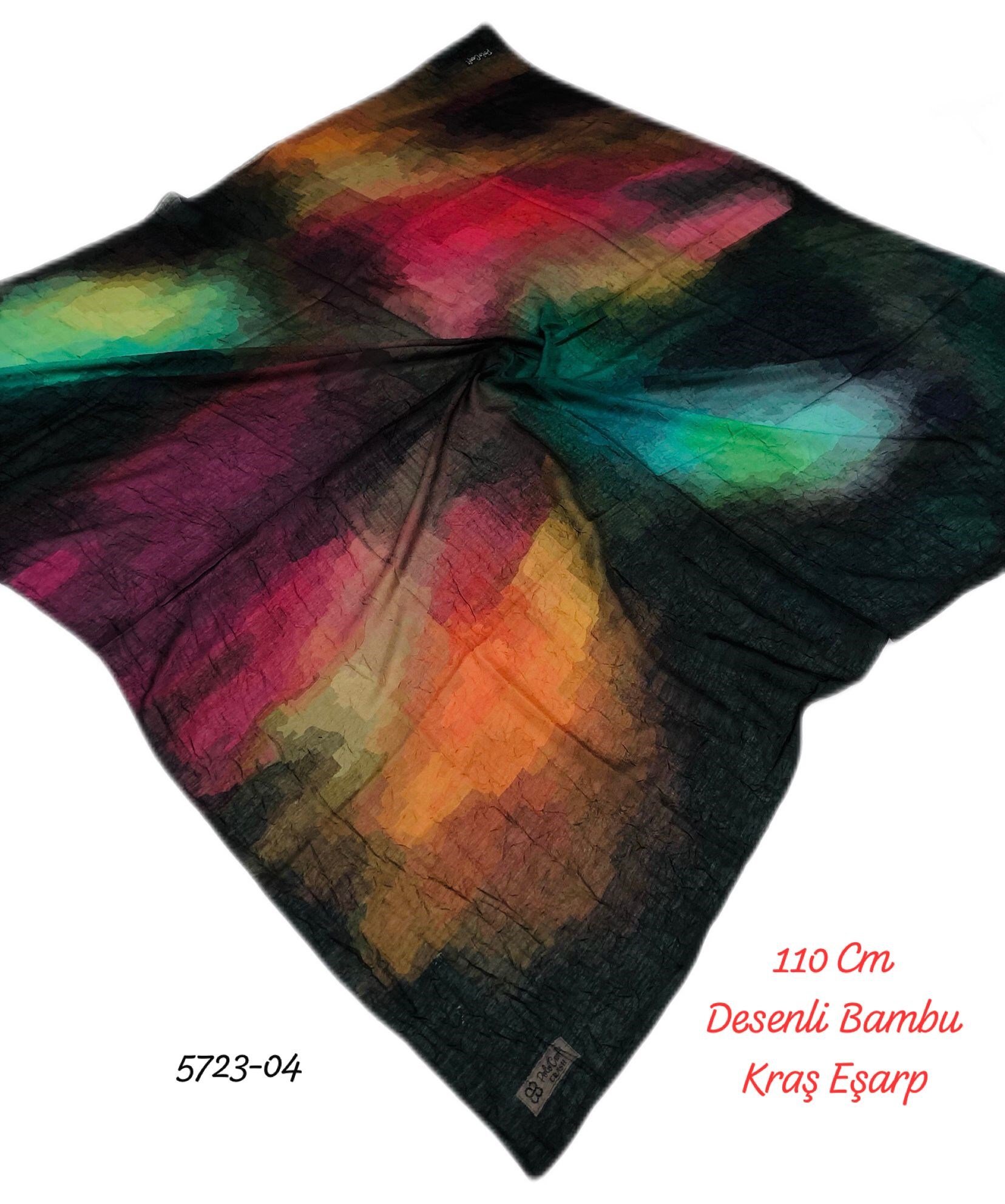 5723 110cm Desenli Bambu Kraş Eşarp