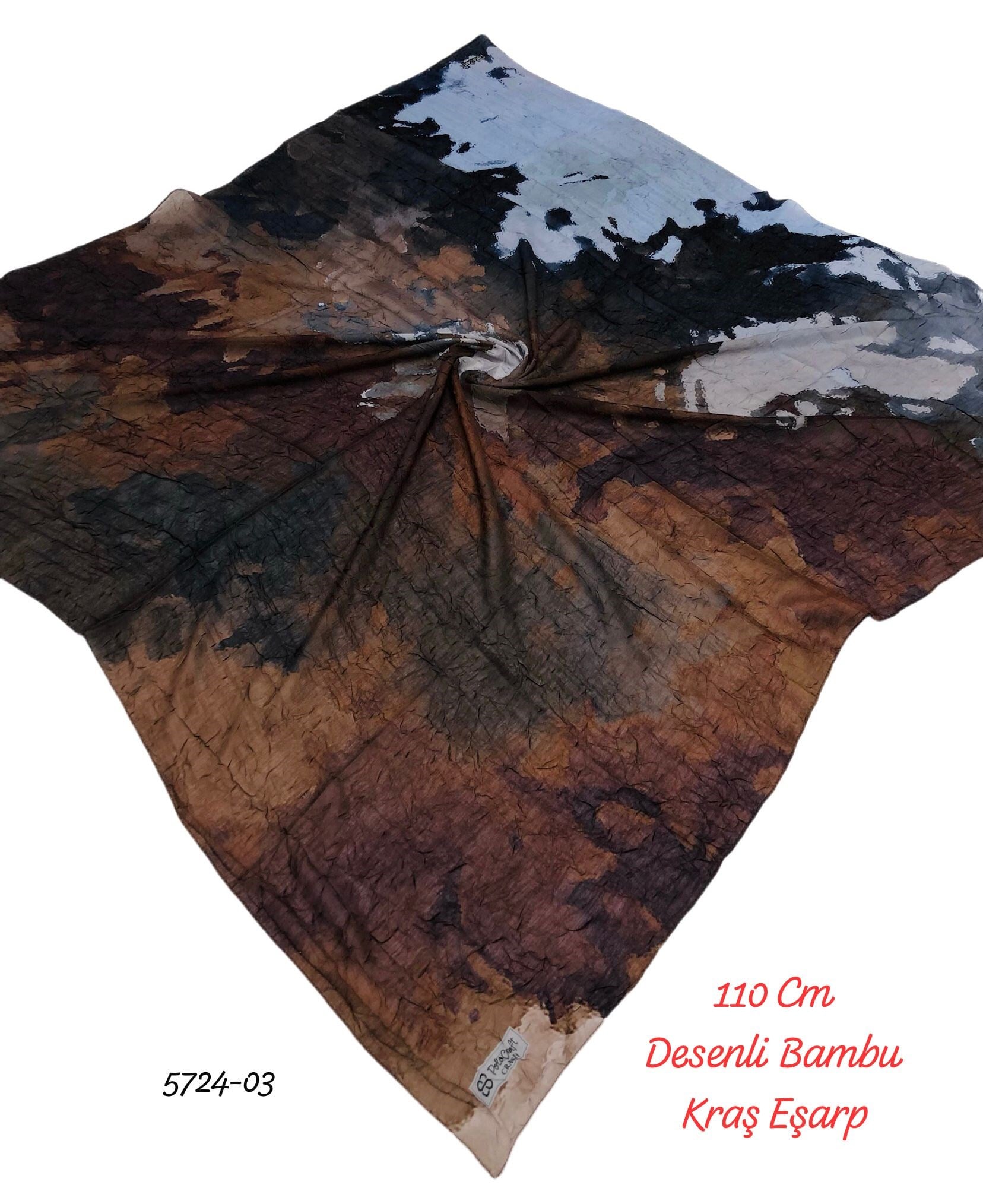 5724 110cm Desenli Bambu Kraş Eşarp