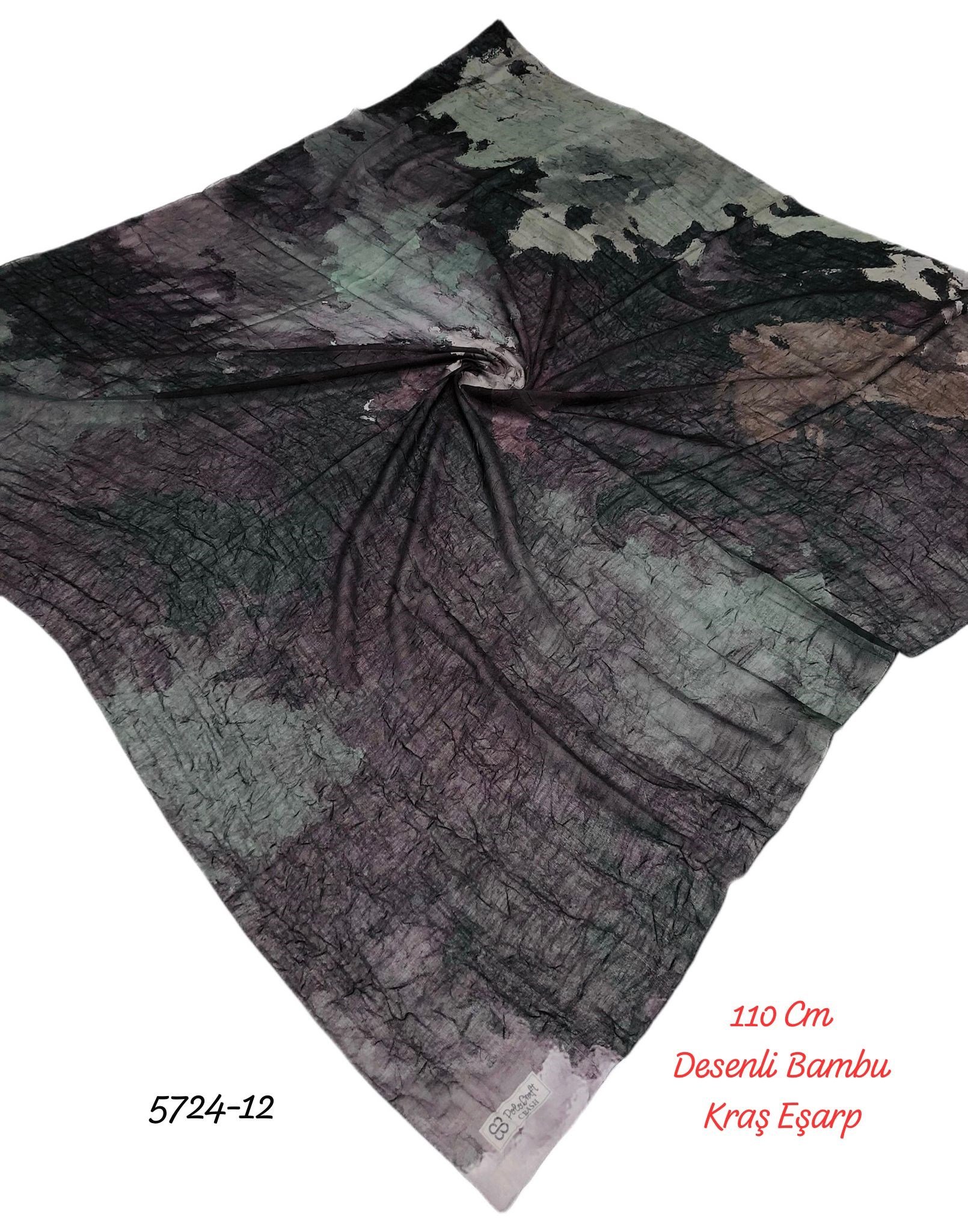 5724 110cm Desenli Bambu Kraş Eşarp
