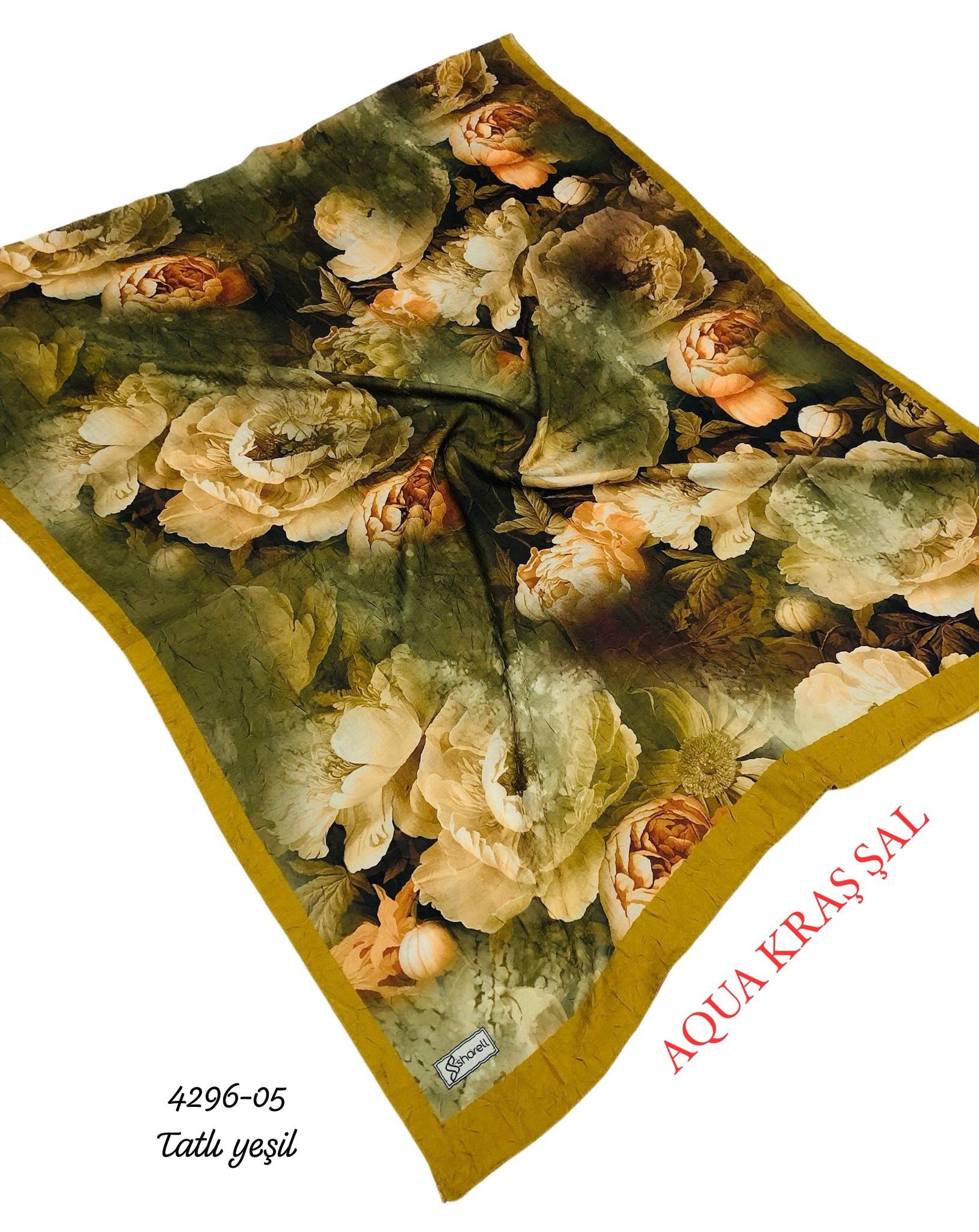 4296 Desenli Bambu (Aqua) Kraş Şal