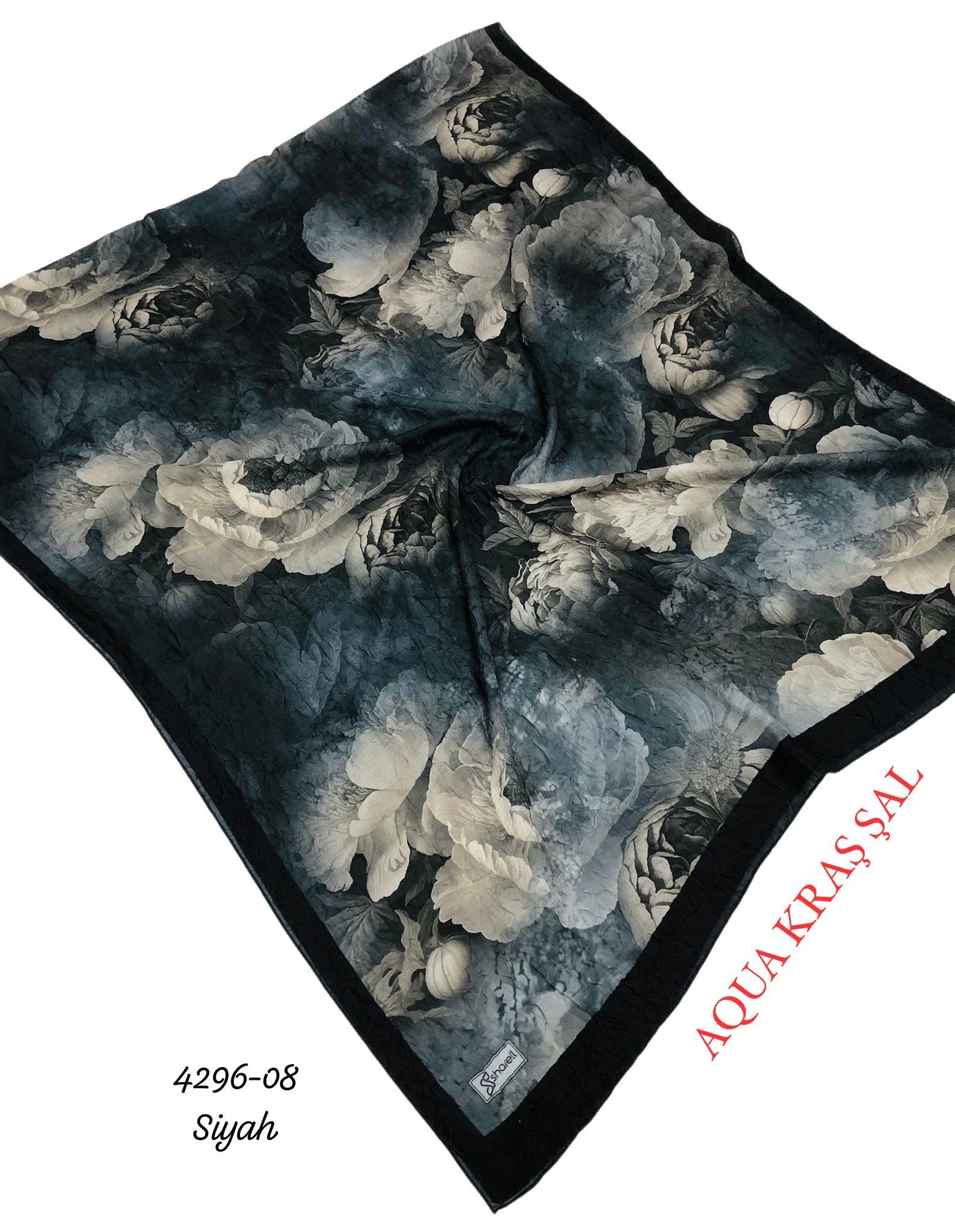 4296 Desenli Bambu (Aqua) Kraş Şal