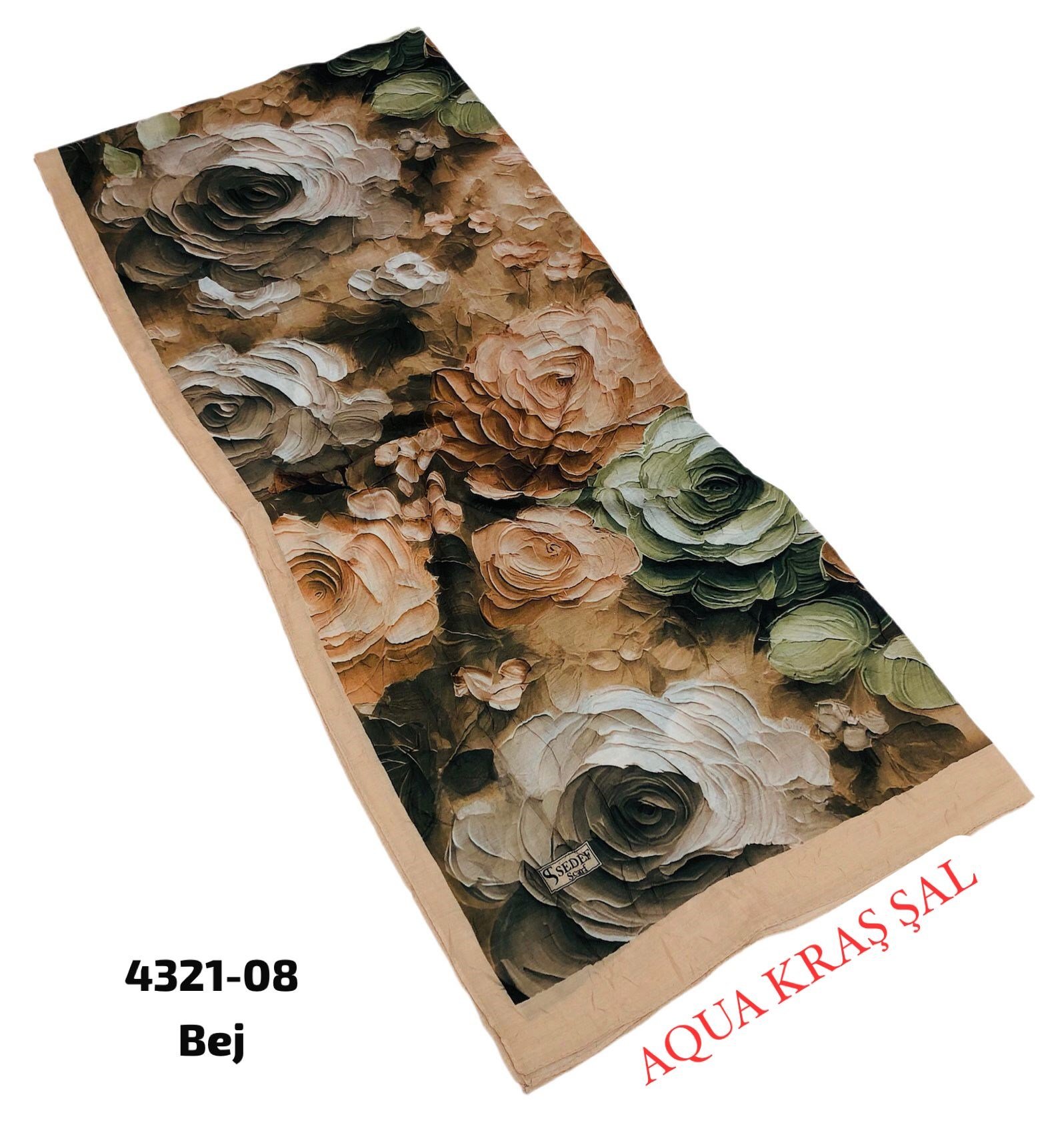 Aqua Kraş Desenli Bambu Kraş Şal Lüx