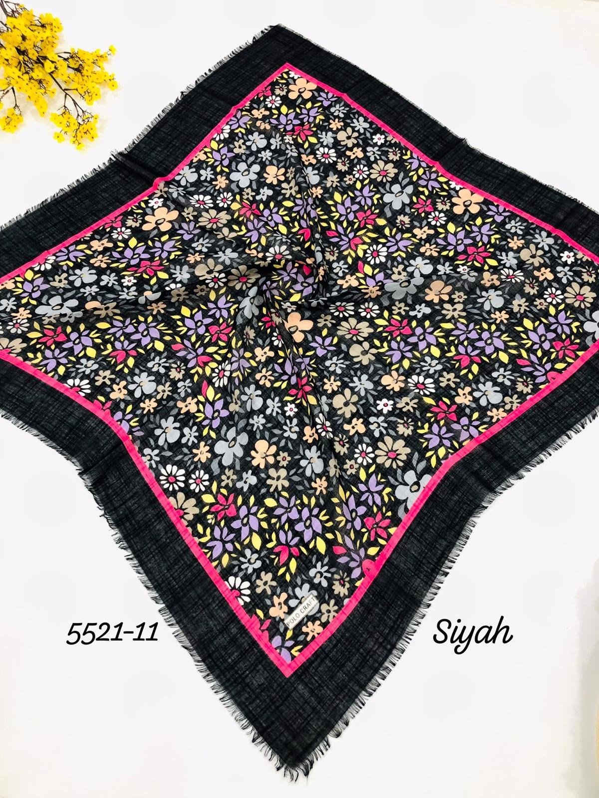 5521 Flamlı  Pamuk Eşarp