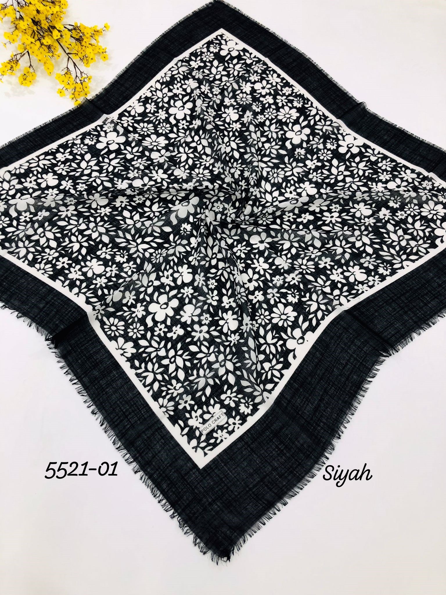 5521 Flamlı  Pamuk Eşarp