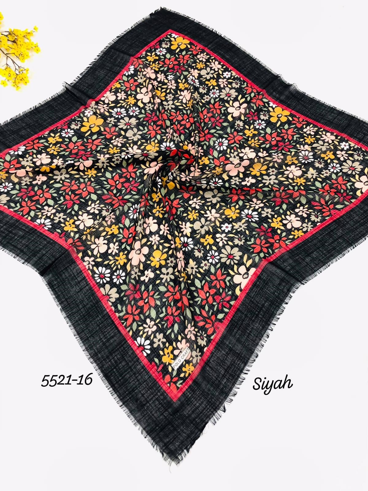 5521 Flamlı  Pamuk Eşarp