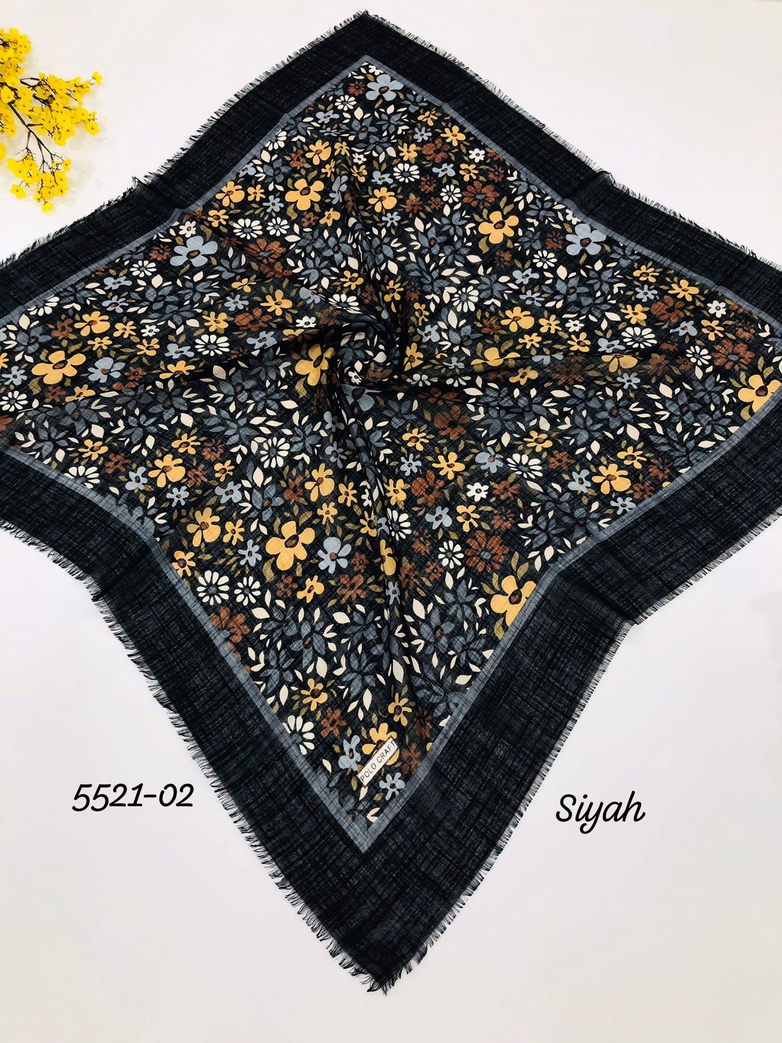 5521 Flamlı  Pamuk Eşarp