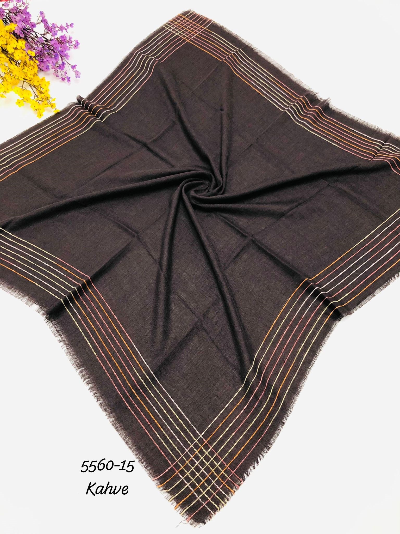 5560 Kenar Şeritli Pamuk Eşarp