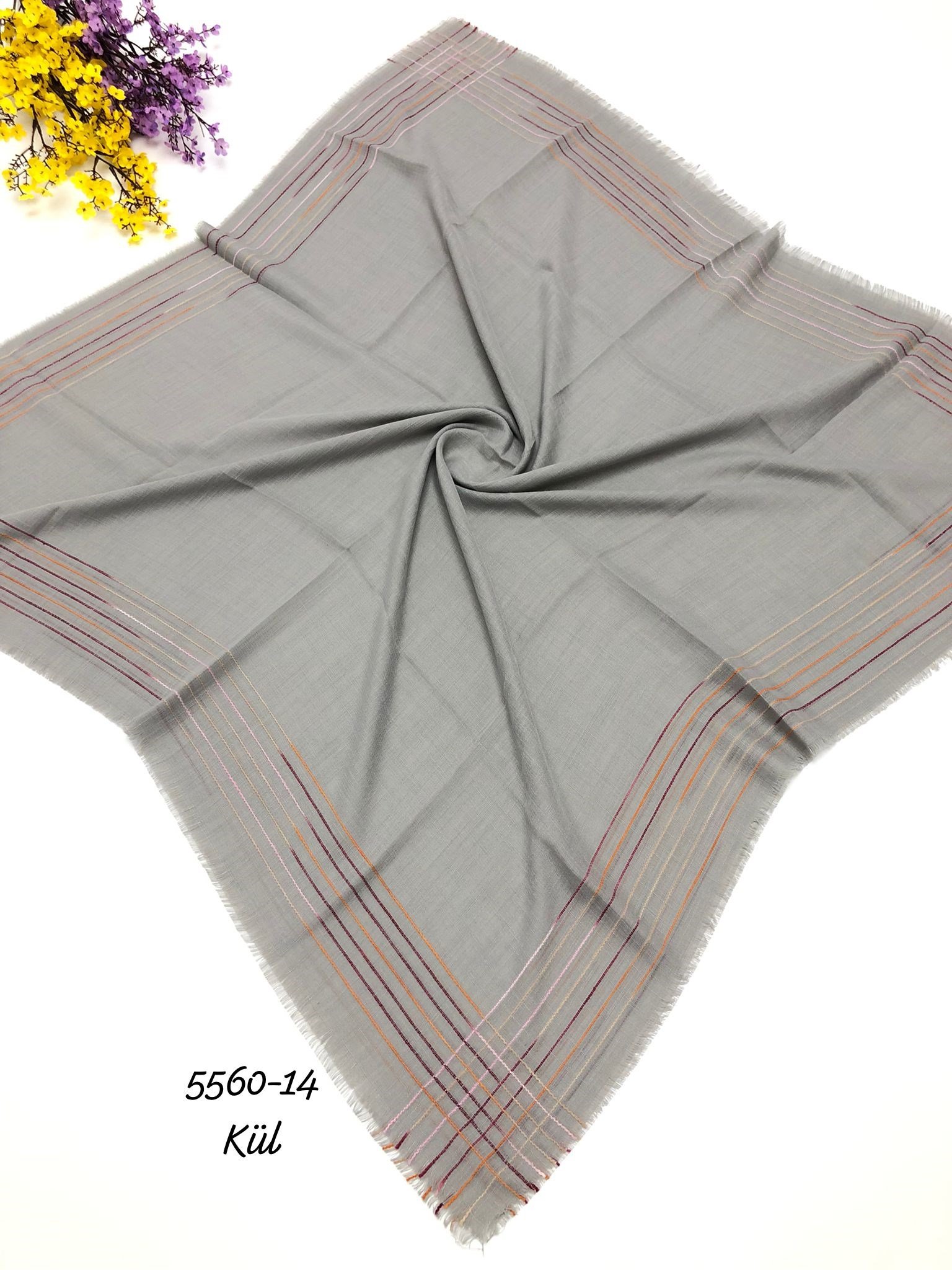 5560 Kenar Şeritli Pamuk Eşarp