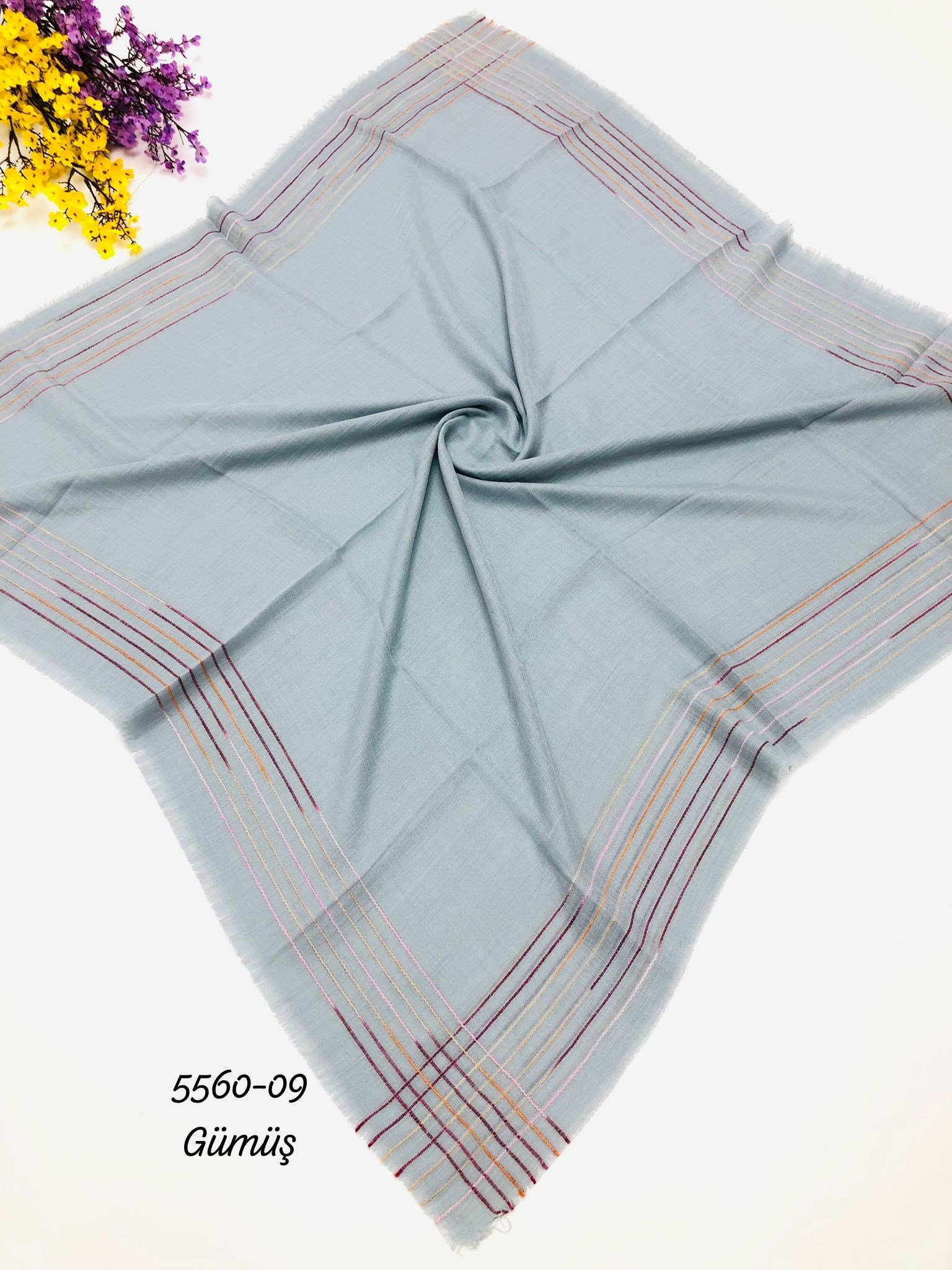 5560 Kenar Şeritli Pamuk Eşarp