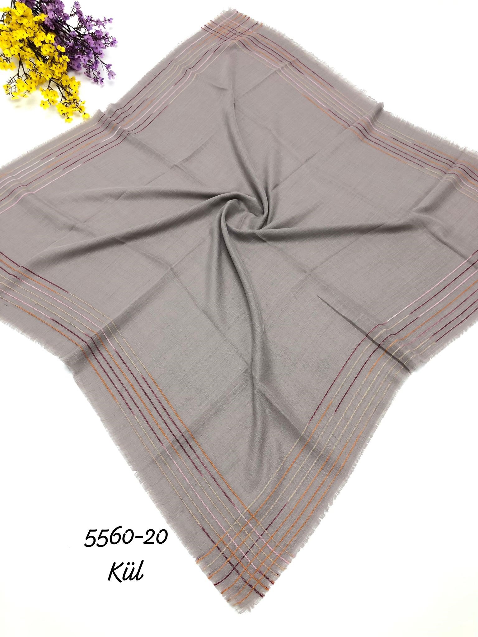 5560 Kenar Şeritli Pamuk Eşarp