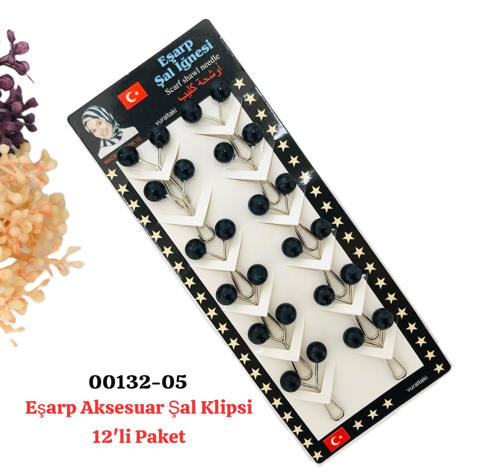 00132 Eşarp Aksesuar Şal Klips 12 'li