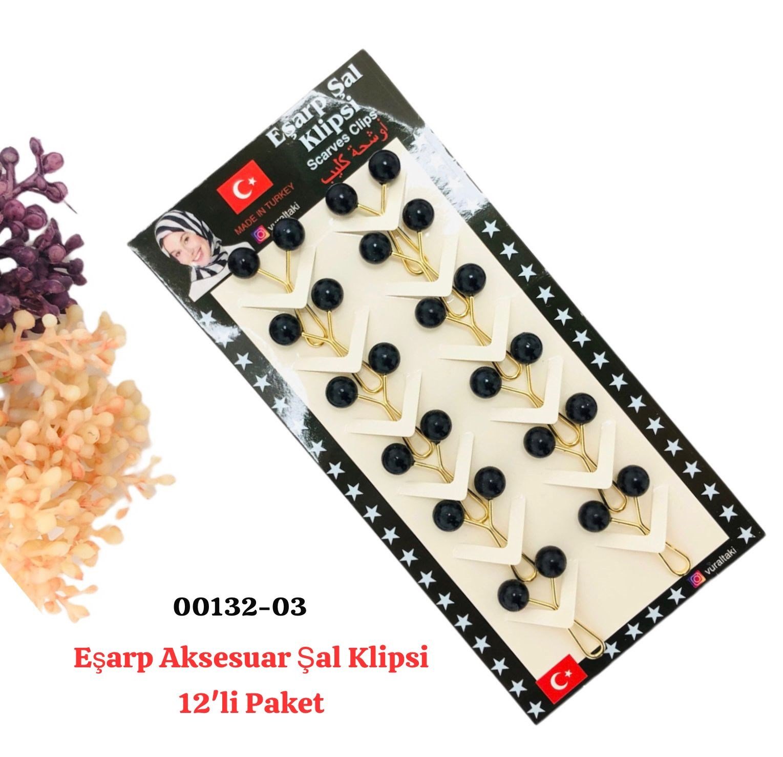00132 Eşarp Aksesuar Şal Klips 12 'li