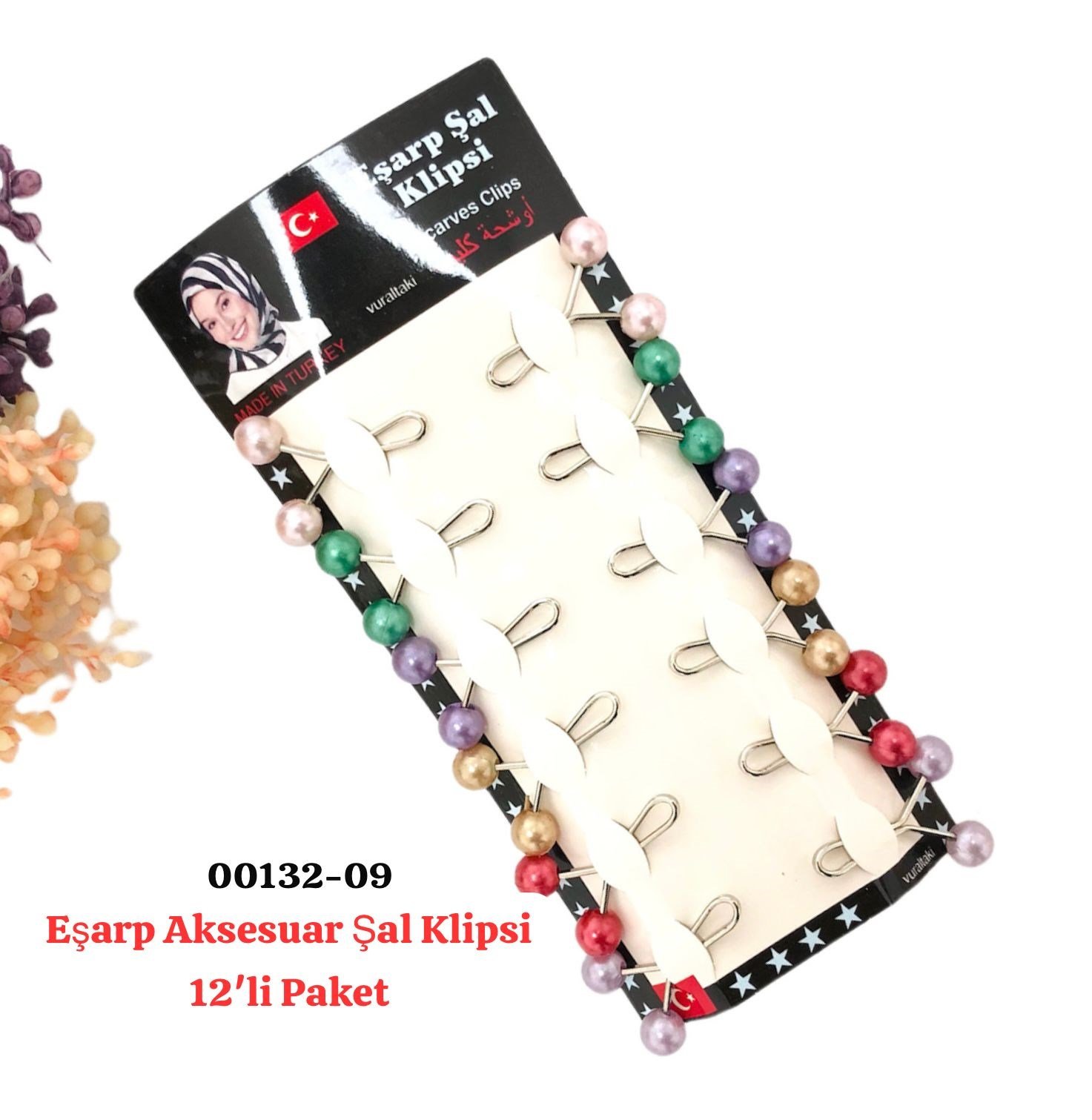 00132 Eşarp Aksesuar Şal Klips 12 'li