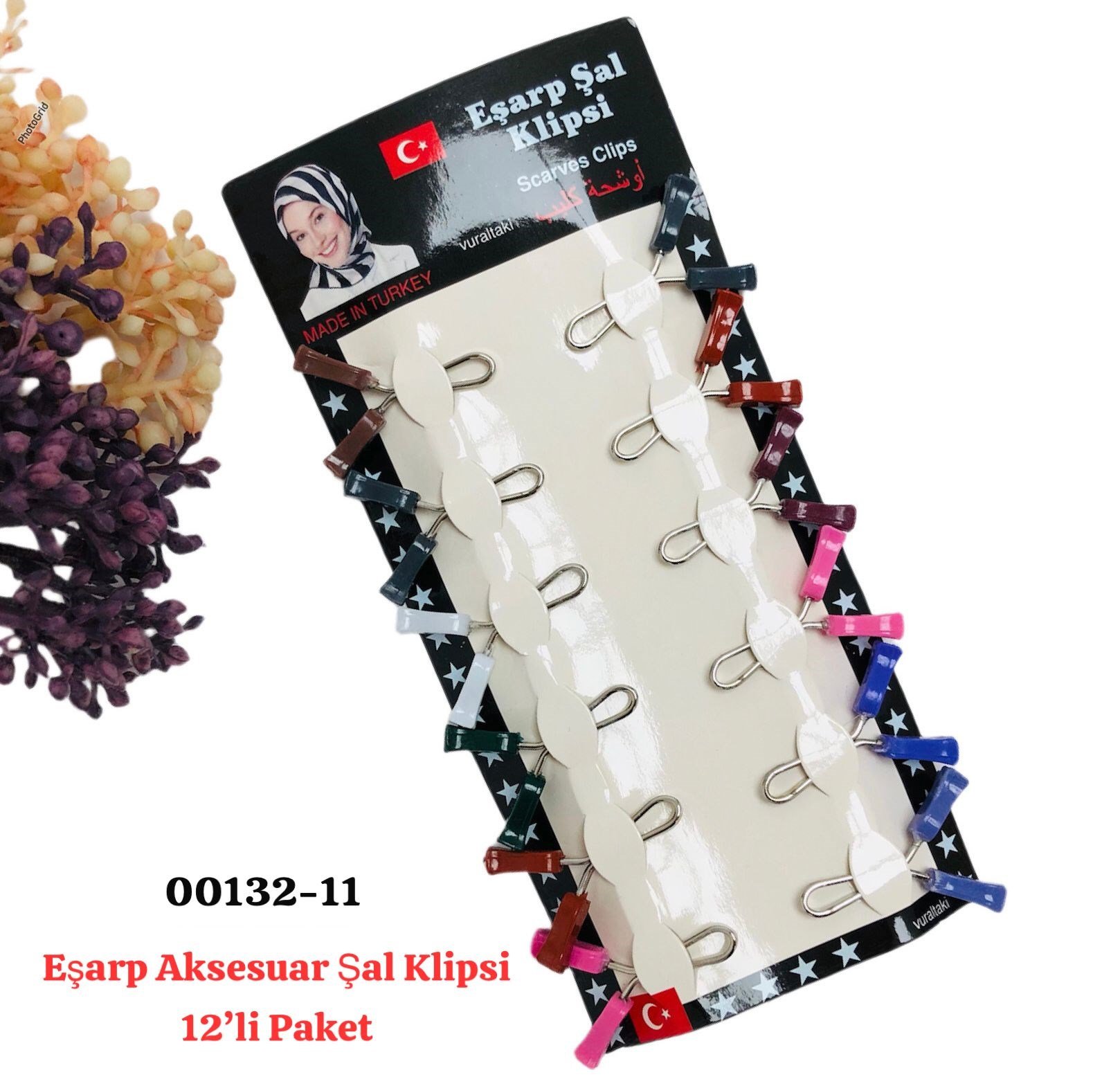 00132 Eşarp Aksesuar Şal Klips 12 'li