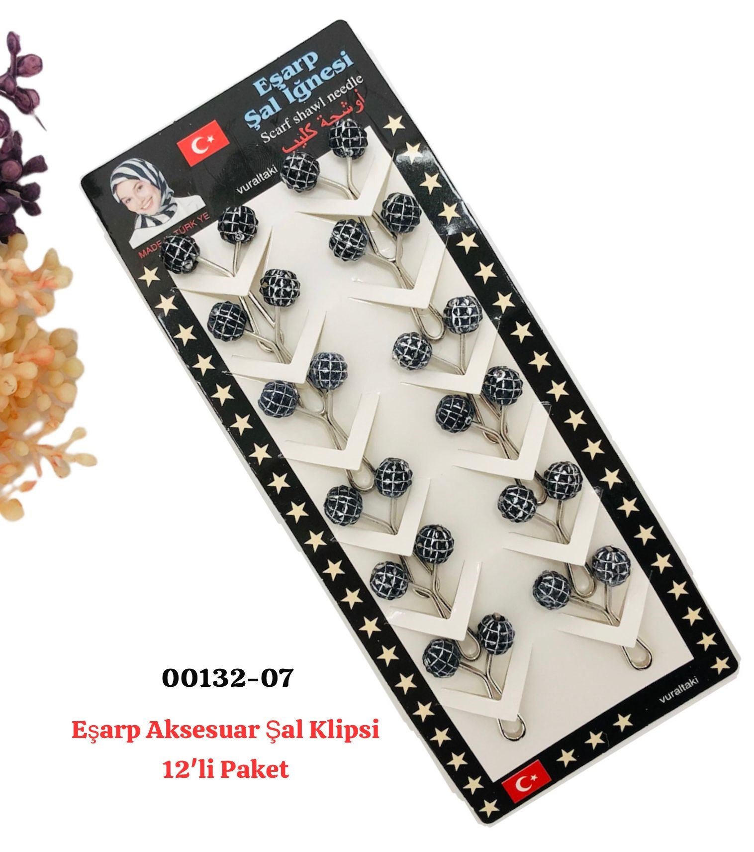 00132 Eşarp Aksesuar Şal Klips 12 'li