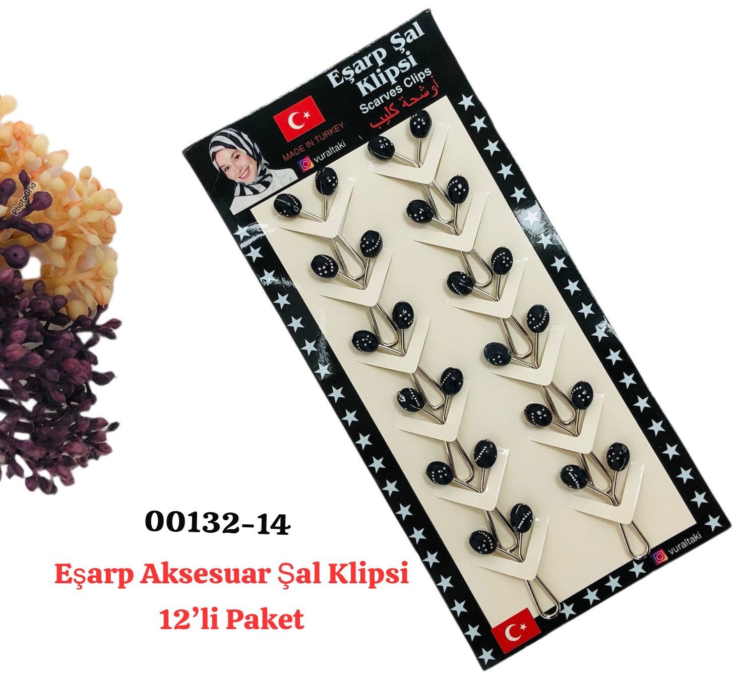 00132 Eşarp Aksesuar Şal Klips 12 'li